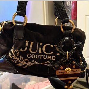 Juicy Couture Dark Brown Shoulder Bag with Gold Accents